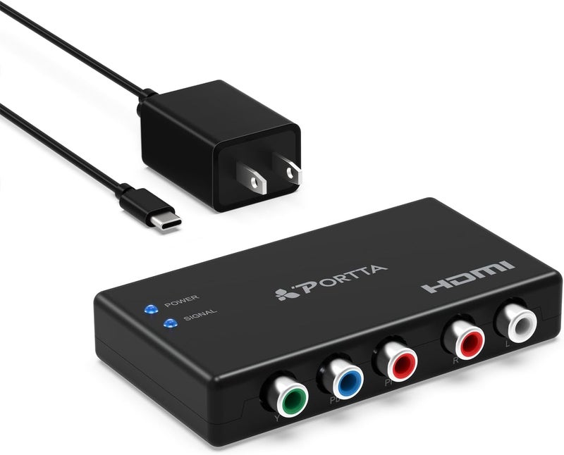 Portta محول من مكون إلى HDMI، محول ومحول HDMI v1.3 يدعم 1080P 2 قناة LPCM لتلفاز HDTV PS2 PS3 مشغل HDVD وي Wii Xbox - Image 1